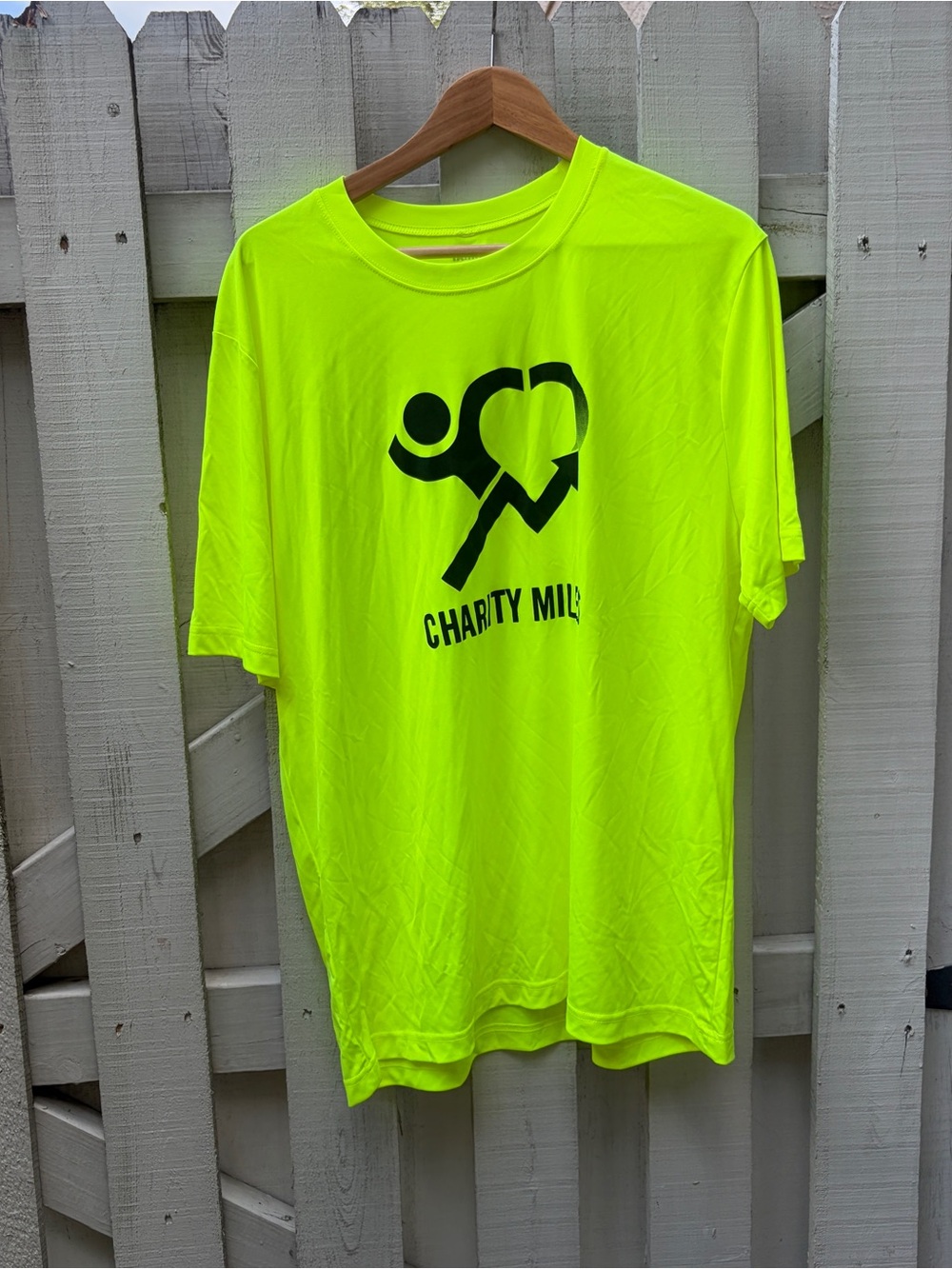 IAMMAI Charity Miles Neon Performance Running Shirt Men's XL VGUC High Vis Tech